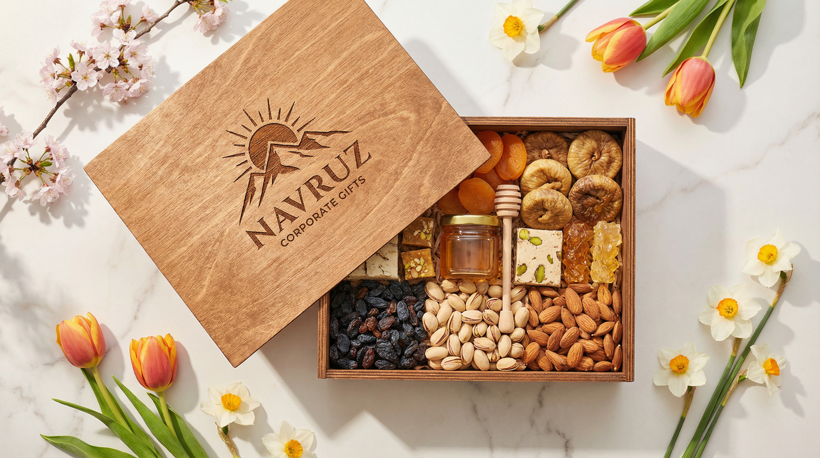 Korporativ sovg'alar Navro'zga: Toshkentda logotip tushirilgan gastronomik to'plamlar